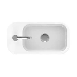 Crosswater Popolo 480 x 250mm (1TH) Wall Hung Cloakroom Basin - White Gloss -Cheap Basins Store WM4825SCW detail01 460