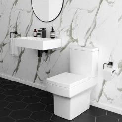 Arezzo 500mm Wall Mounted / Countertop Stone Resin Basin with Hidden Waste Cover -Cheap Basins Store WMC5PMB d4 460