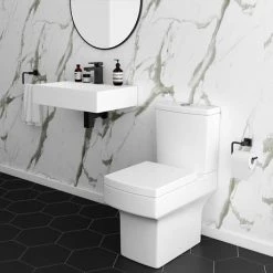 Arezzo 600mm Wall Mounted / Countertop Stone Resin Basin with Hidden Waste Cover -Cheap Basins Store WMC6PMB nd4 460