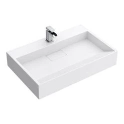 Arezzo 700mm Wall Mounted / Countertop Stone Resin Basin with Hidden Waste Cover 8 Arezzo 700mm Wall Mounted / Countertop Stone Resin Basin with Hidden Waste Cover -Cheap Basins Store WMC7PMB d4 460