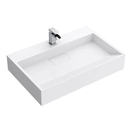 Arezzo 700mm Wall Mounted / Countertop Stone Resin Basin with Hidden Waste Cover 4 Arezzo 700mm Wall Mounted / Countertop Stone Resin Basin with Hidden Waste Cover - Image 4