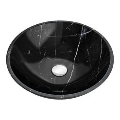 600 x 450mm White Shelf with Round Black Marble Basin -Cheap Basins Store WSNM001 d2 460