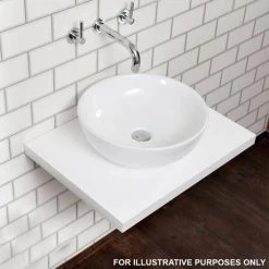600 x 450mm White Shelf with Nouvelle Semi-Oval Basin -Cheap Basins Store WSVES131 d2 460