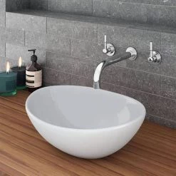 600 x 450mm White Shelf with Casca Basin -Cheap Basins Store WSVES978 d2 460