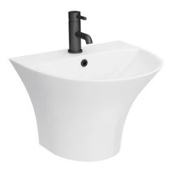 Arezzo Curved Ceramic One Piece Wall Hung Basin 1TH - 540mm Wide -Cheap Basins Store Z500M detail3 460